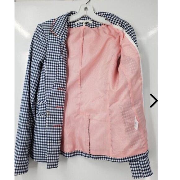 Veronica Beard Dickey Gingham Plaid Blue Blazer Size 2 - Picture 5 of 6